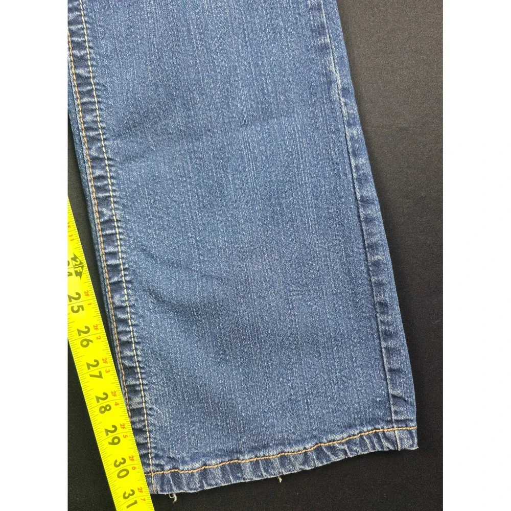 Amethyst Jeans Womens 14 Blue Bootcut Medium Wash Whiskered Embroidered Stretch